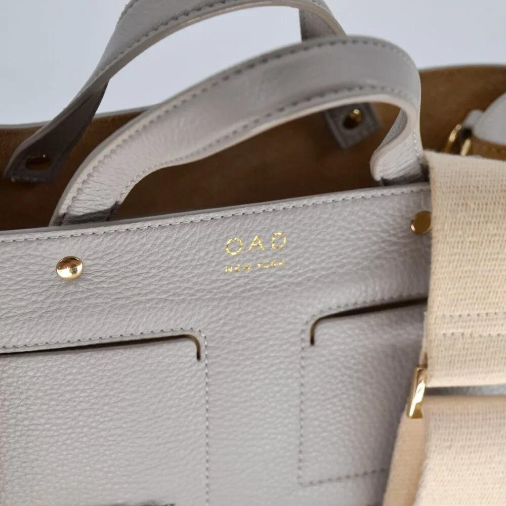 OAD Mini Pocket Tote Cool Grey Pebble Leather Crossbody Shopper Bag